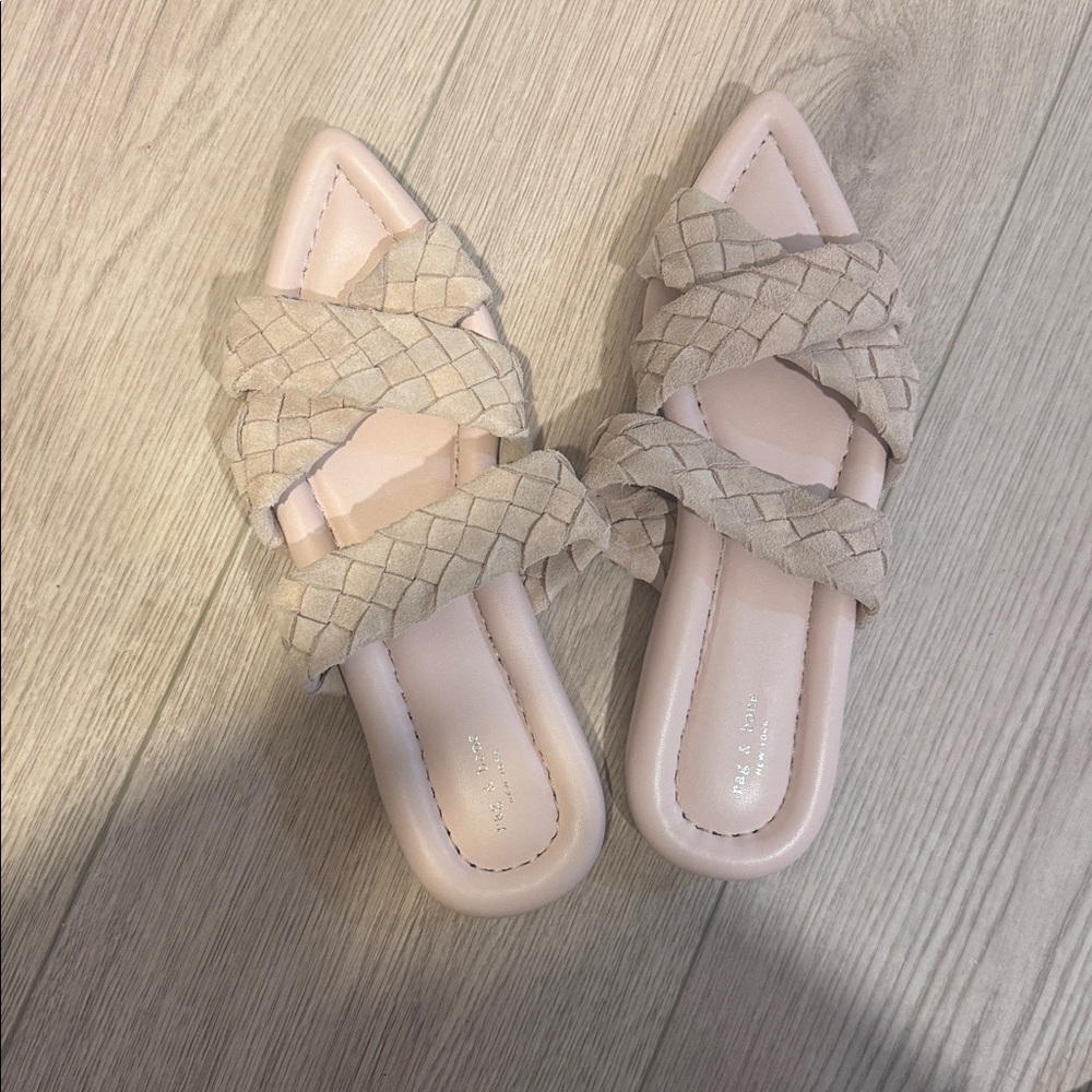 Rag & Bone Tan Woven Slip-On Mules